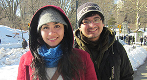Chilean medical students Antonieta Valenzuela and Marcelo Garrido experienced snow for the first time while at Einstein